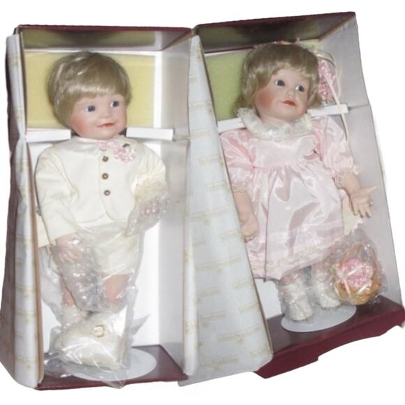 Set (2) Ashton Drake WEDDING Party DOLLS Suzanne Flower Girl Brandon Ring Bearer - Picture 1 of 9